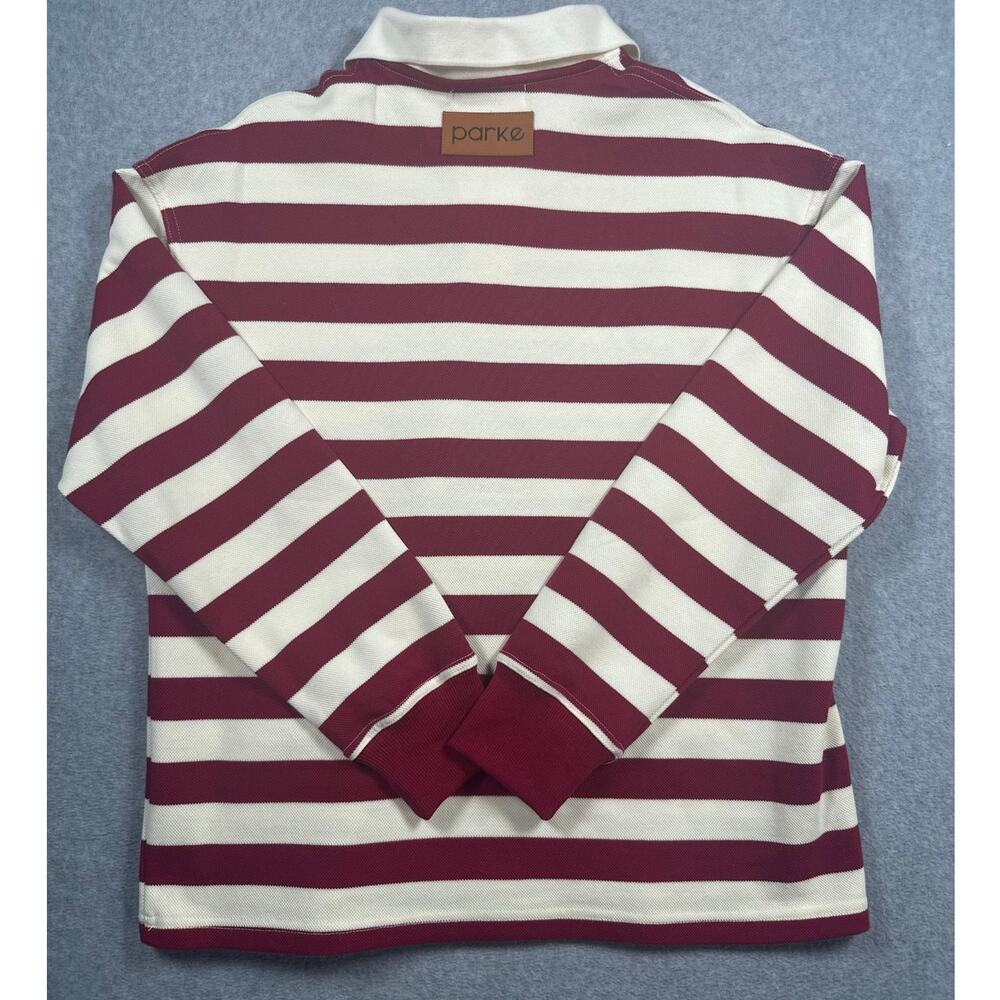 Parke Long Sleeved Rugby Shirt Women Size S/M Red White Striped Button Casual - Picture 5 of 5